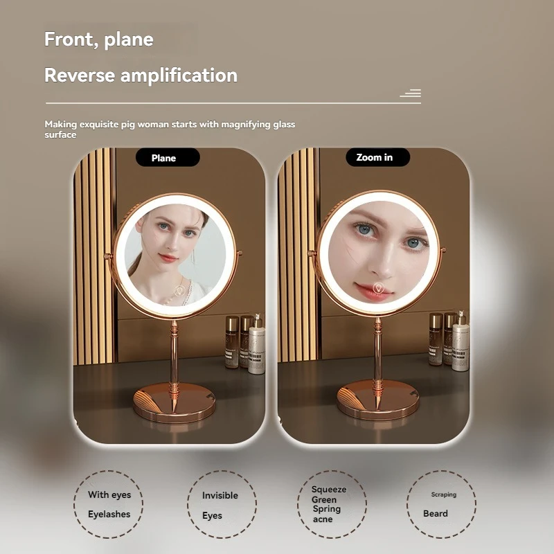 Espelho de maquiagem dupla face, espelho de beleza, espelho de vestir minimalista, espelho de vestir de ampliação de mesa 3x5x 10x