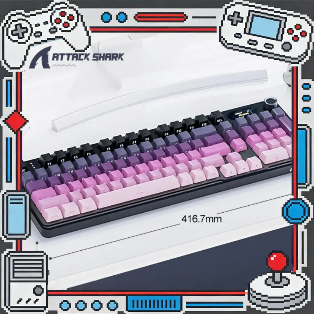 Attack Shark X98Pro Mechanical Keyboard 3-Mode Bluetooth Wireless RGB With TFT Smart Color Screen CNC Knobs Keyboard for Win/Mac