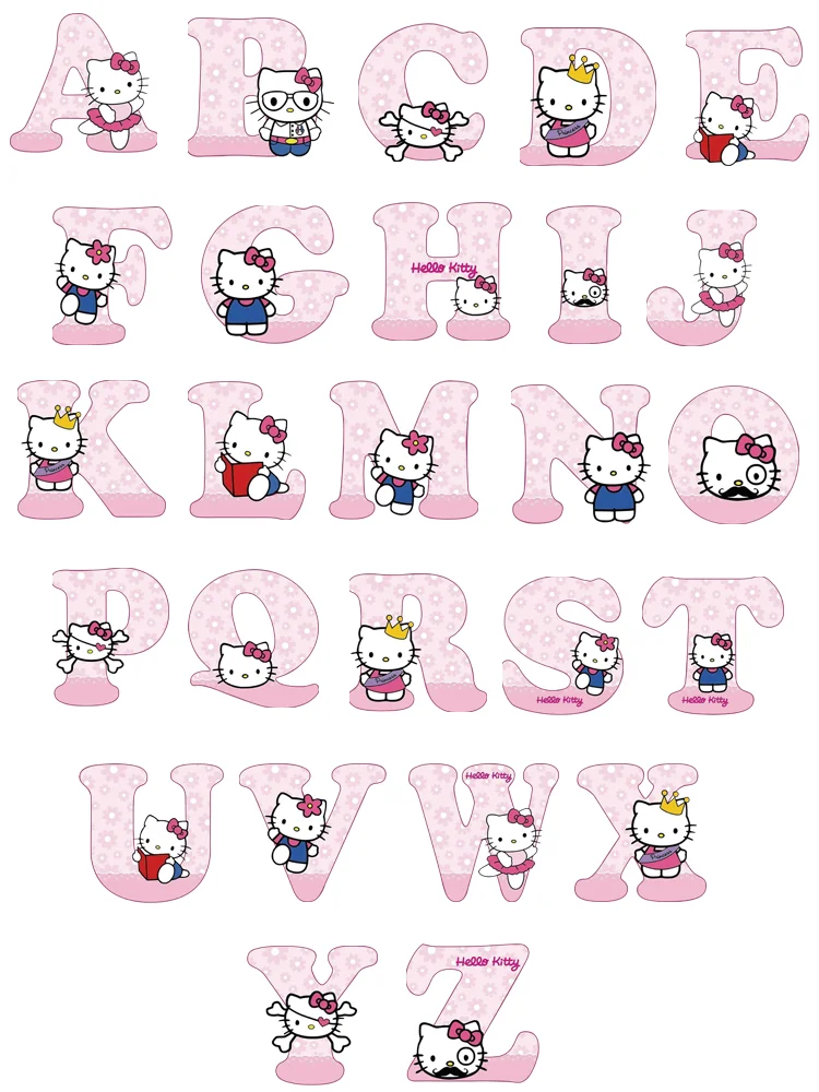 Hello Kitty 7cm A B C Letters Iron-on transfers for clothing patches thermo-stickers for children heat transfer vinyl