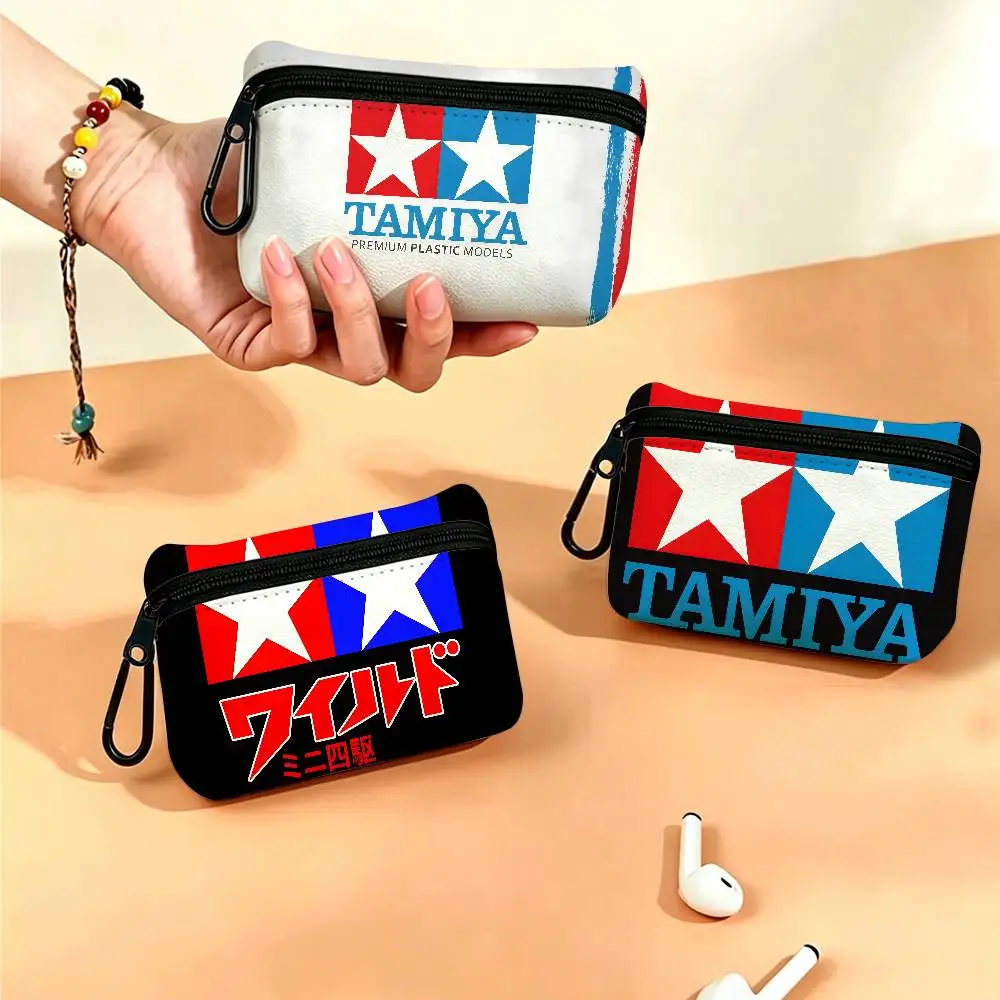 RETRO T-Tamiya C-Corporation Portable Oxford Cloth Coin Purse Alloy Carabiner Hook Small Zipper Pouch For Backpack Belt Daily