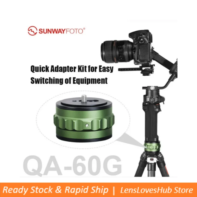 

SUNWAYFOTO QA-60G 60mm Stabilizer QR Base,Quick Release System,360° Drop in Quick Mount Gimbal Slider,Compatiable DSLR Camera
