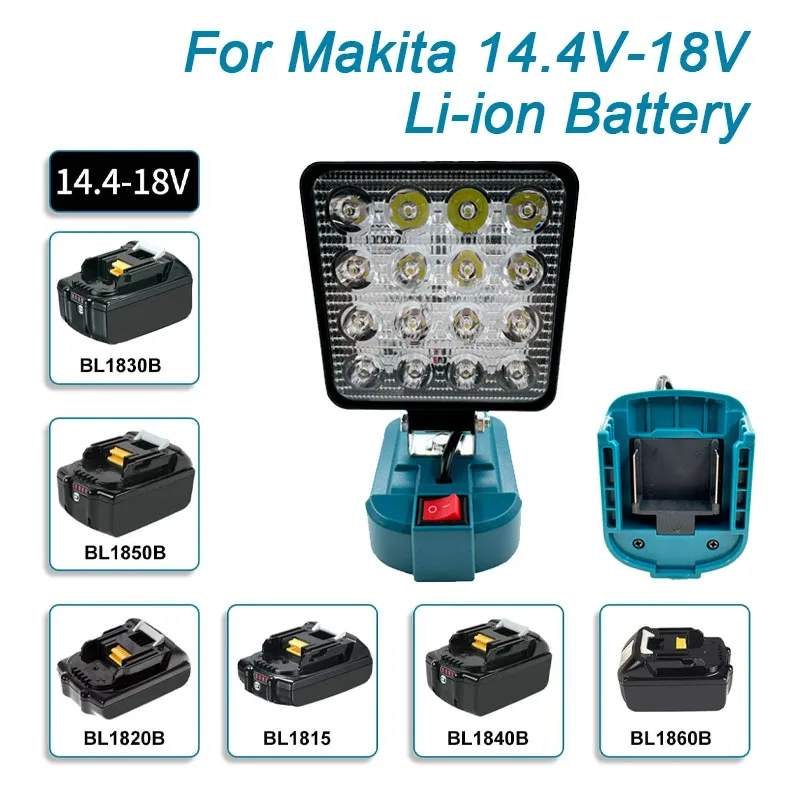 4 นิ้วไร้สายไฟ LED ทํางานสําหรับ Makita 14.4 V-18 V Li-Ion แบตเตอรี่โคมไฟไฟฉายกลางแจ้ง Camping โคมไฟไฟฉุกเฉิน