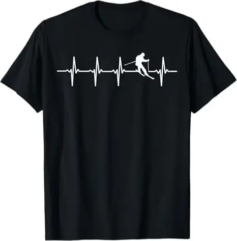 Ski Heartbeat T-Shirt Gift for Skiers T-Shirt