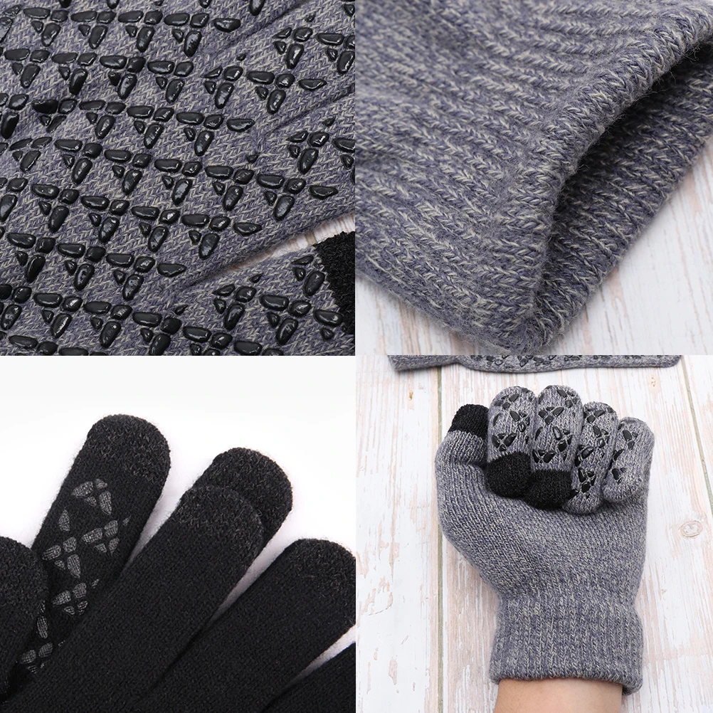 

2 Pairs Thermal Touchscreen Gloves Thickened Warm Knitted Anti Outdoor Fitness Riding Gloves for Men Women
