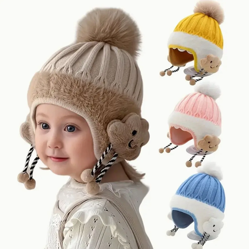 

Winter Warm Knitted Beanie for Newborns and Toddlers, Cute Cartoon Earflap Hat with Thickened Design Suitable for 0-2 Y