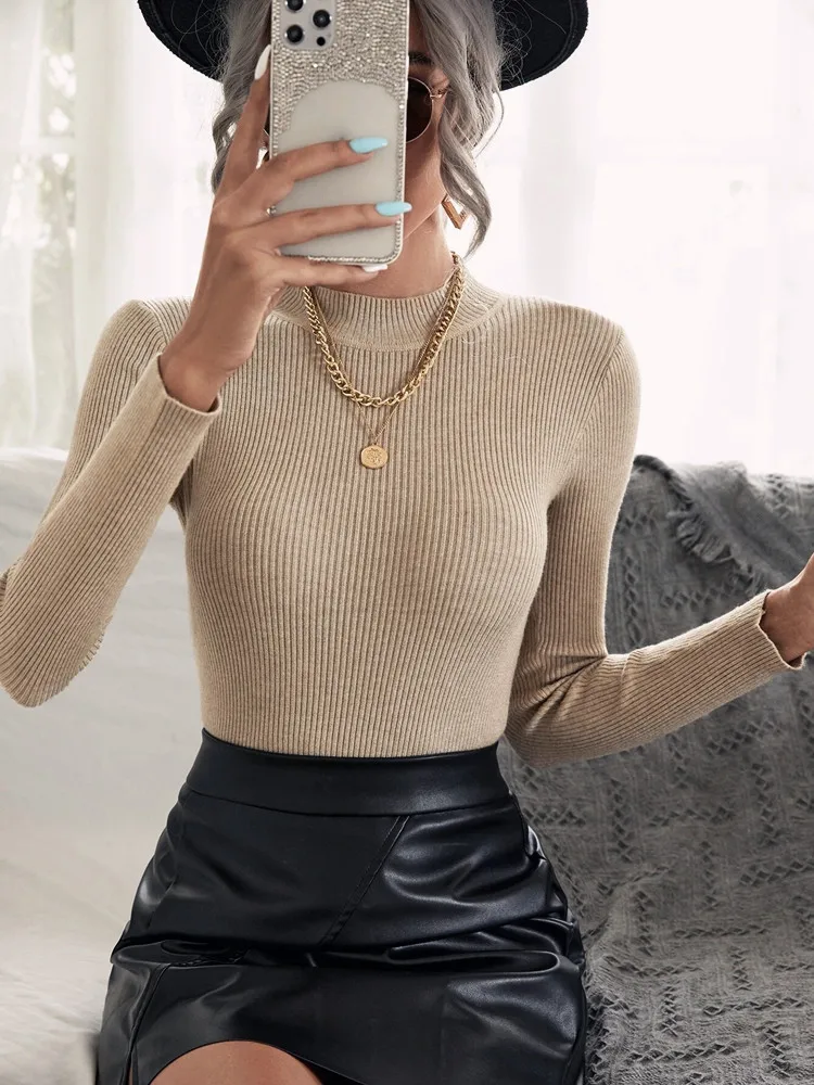 On Sale Autumn Winter Women Knitted Turtleneck Pull Sweater Casual Soft Collar Jumper Fashion Slim Warm Female Pullover Clothes