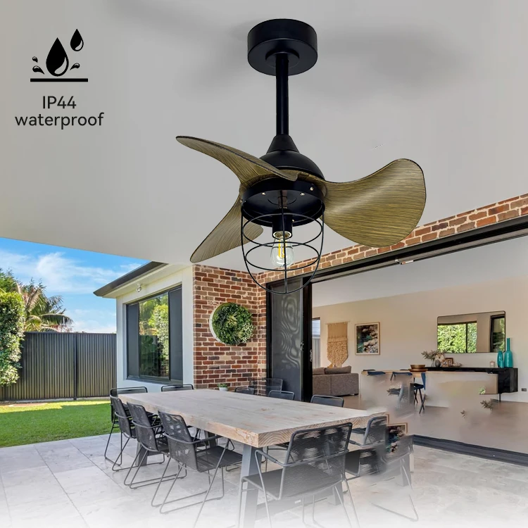 

22 inch 3 ABS Blade E27 Light Emitting Diode Ceiling Fan Light Waterproof IP44 Modern Style Outdoor Garden Park Pavilion Remo