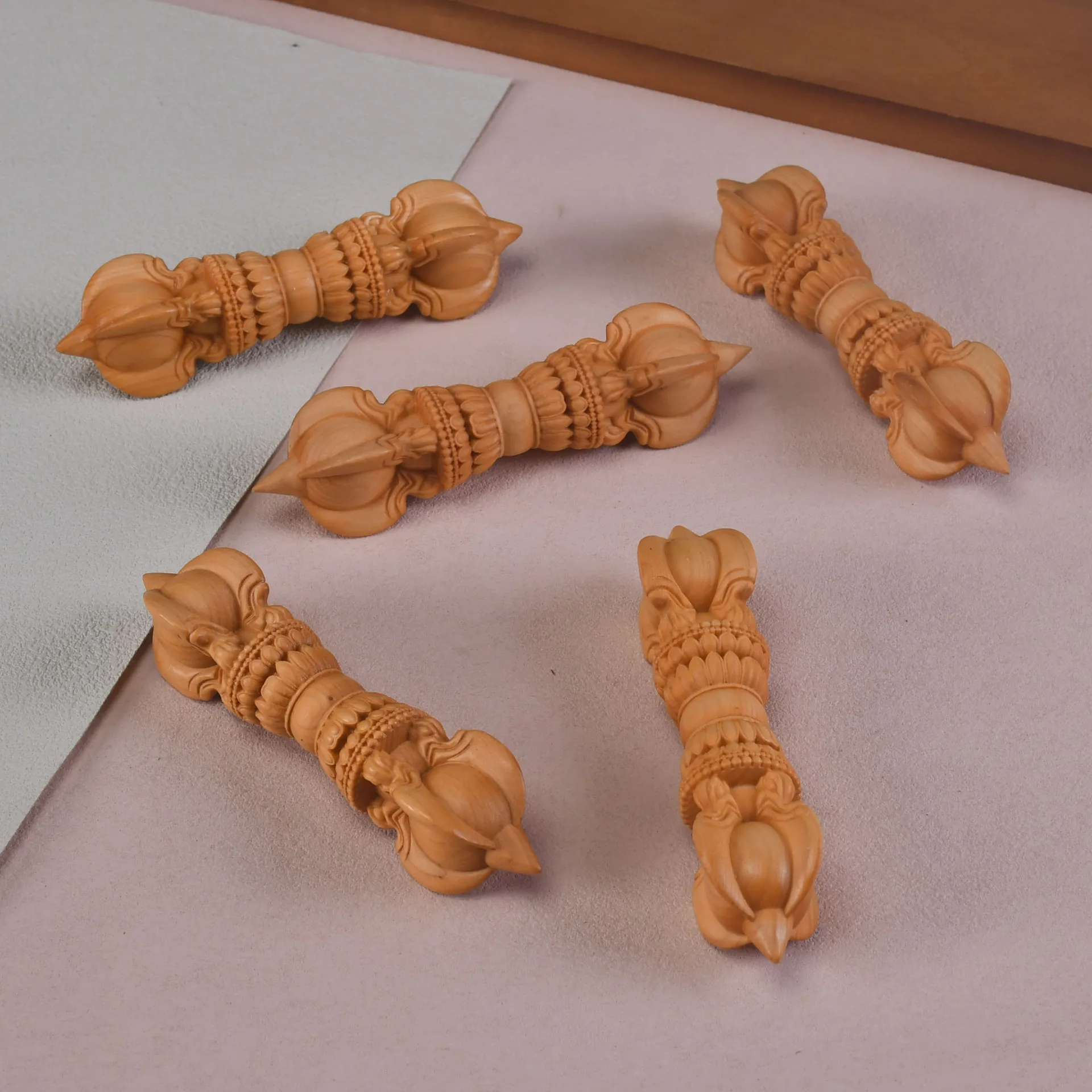 Wood carving Vajra Phurpa Pendant Amulet Figurine, Tibetan Buddhist Protection Charm, Feng Shui Car Hanging Ornament