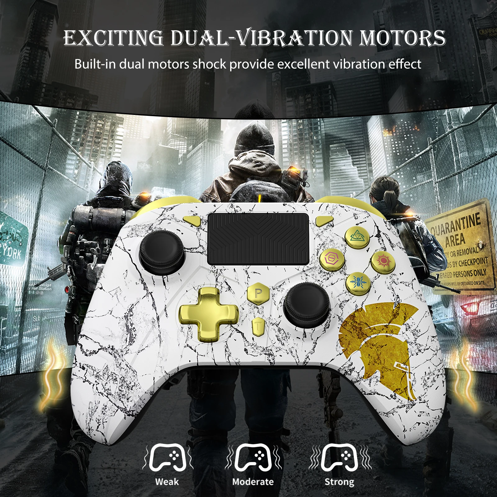 وحدة تحكم لـ PS3/4/Switch/PC لوحة ألعاب لاسلكية بلوتوث، مع تأثير قاعة الاهتزاز Trubo FUNC، عصا التحكم في ألعاب الفيديو