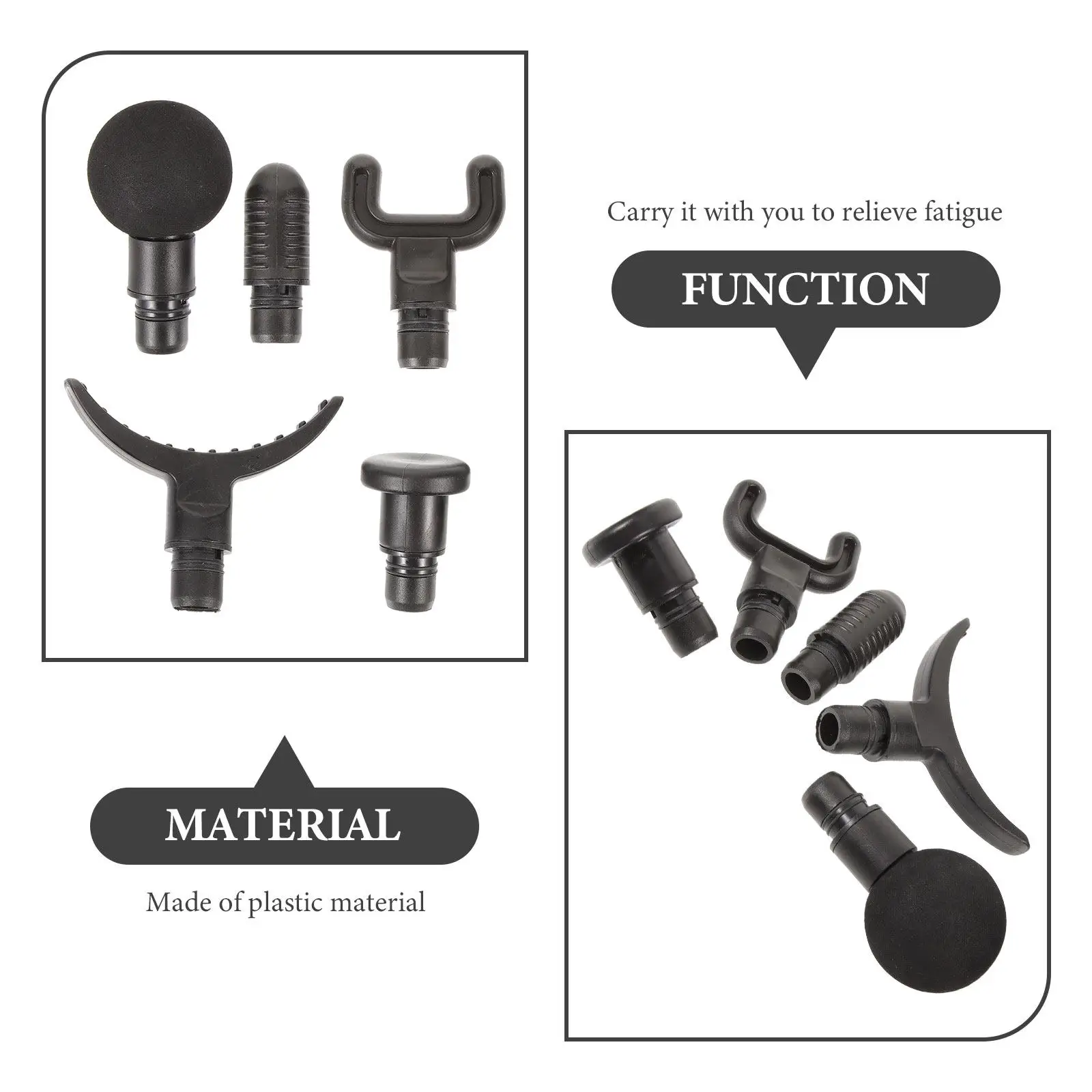5Pcs Body Massager Head Kit Portable Fitness Massager Adapter for Gym Weightlifters Muscle Tension Relief Recovery and