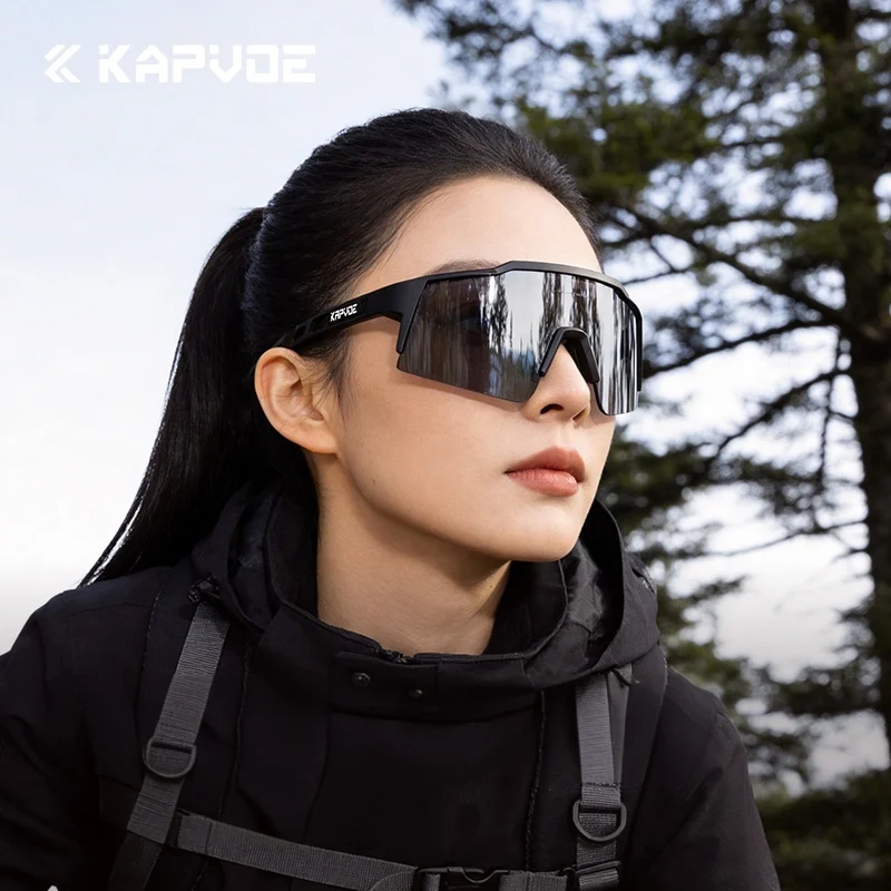 KAPVOE New Photochromic Cycling Glasses Road Bike Outdoor Sports Mountaineering UV400 Goggles Men Women Hiking Eyewear Windproof