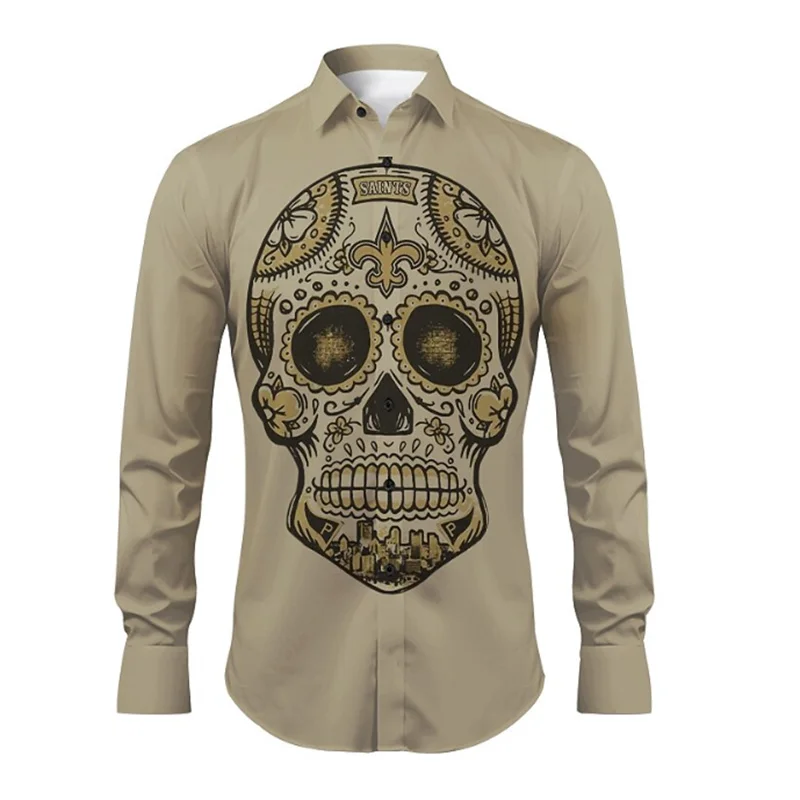 Simple New Style Men\'s Shirts With3D Lion Print Button Lapel Long Sleeves Loose Casual Comfortable Long Sleeves Clothing Shirts