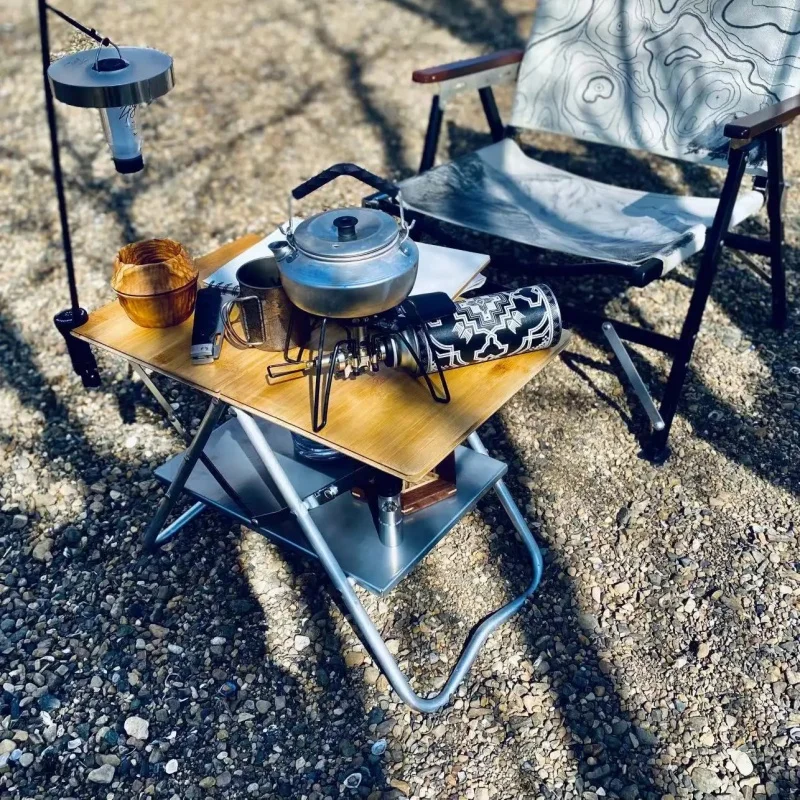 Camping Opvouwbare Houten Tafel Aluminium Draagbare Snelle Opslag Lichtgewicht Kampeeruitrusting Coole Uitrusting