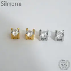 1pc 100% Solid 925 Sterling Silver Zircon Square  Charm Spacer Beads for DIY Bracelet Necklace FINE jewelry Finding JQ0008