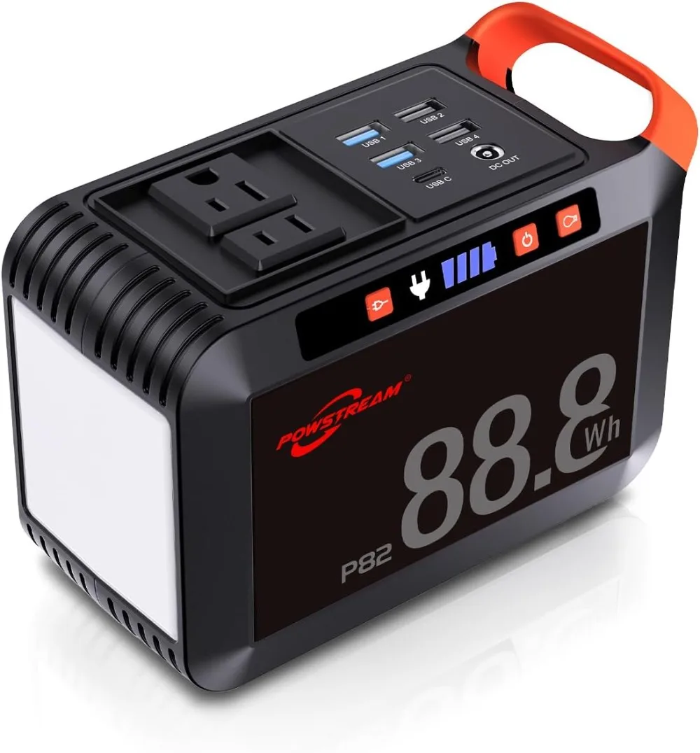 

Portable Power Station 88Wh Camping Generators, 80W Lithium Ion Battery Pack Power Bank for Home Trip Blackout Emergency Power