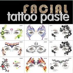 8 adesivi per il viso di Halloween adesivi per tatuaggi temporanei per occhi di sopracciglia trucco viso vestire adesivi per tatuaggi impermeabili