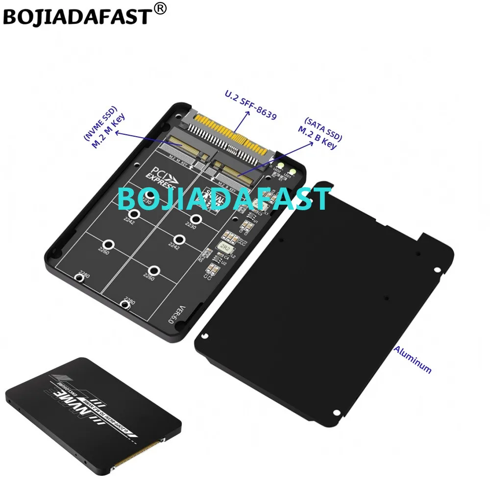 

Разъем U.2 SFF-8639 для NGFF M.2 Key-M NVME и Key-B SATA 2280 M2 SSD-карты с алюминиевым корпусом