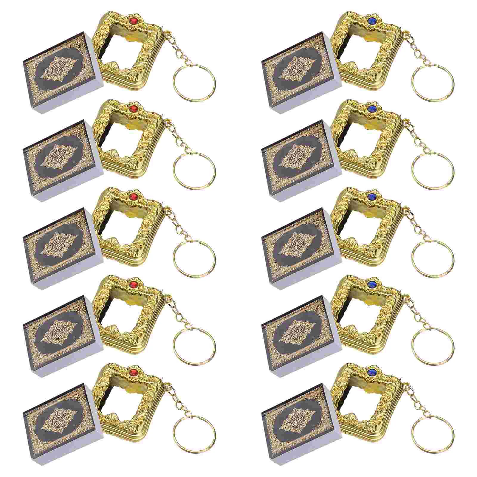 10 Pcs Religious Pendant Islamic Gifts Mini Ark Quran Book Key Ring Muslim Keychain