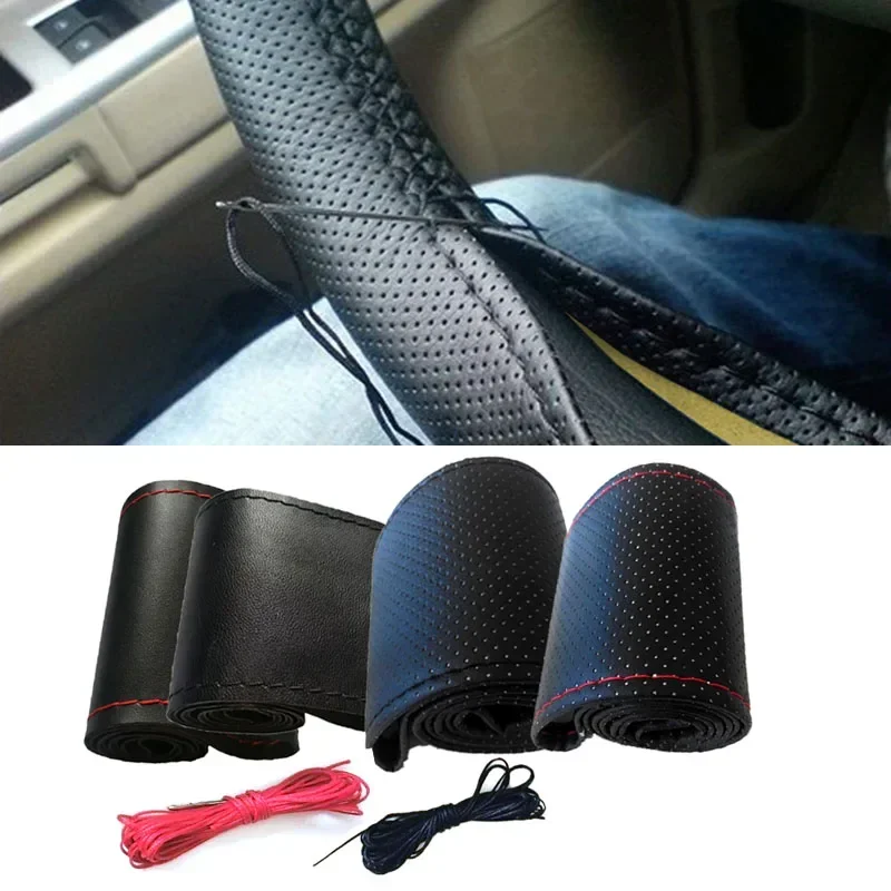 Artificial Leather 38cm 15 Inch Car Steering Wheel Braid Cover Universal Auto Interior Accessories Non-slip Car Interior Covers