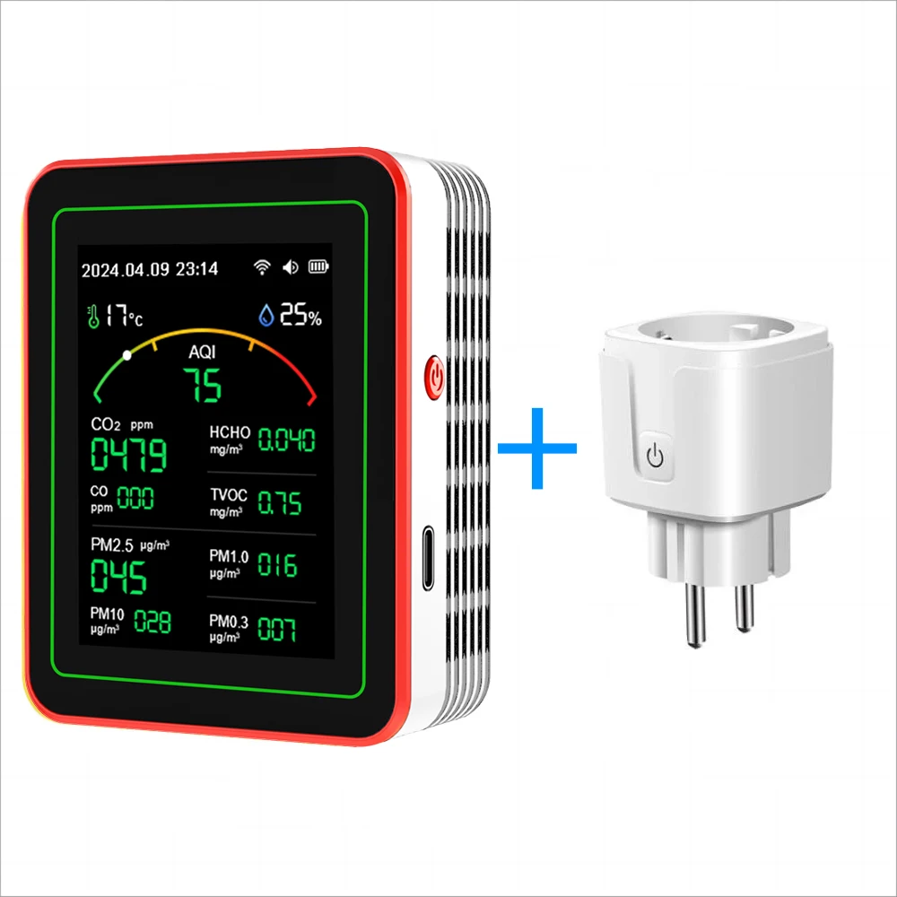 Moniteur Qualité Air 6 En 1 Tuya Zigbee - PM2.5 CO2 Formol COV Température Humidité - Smart Air Butler