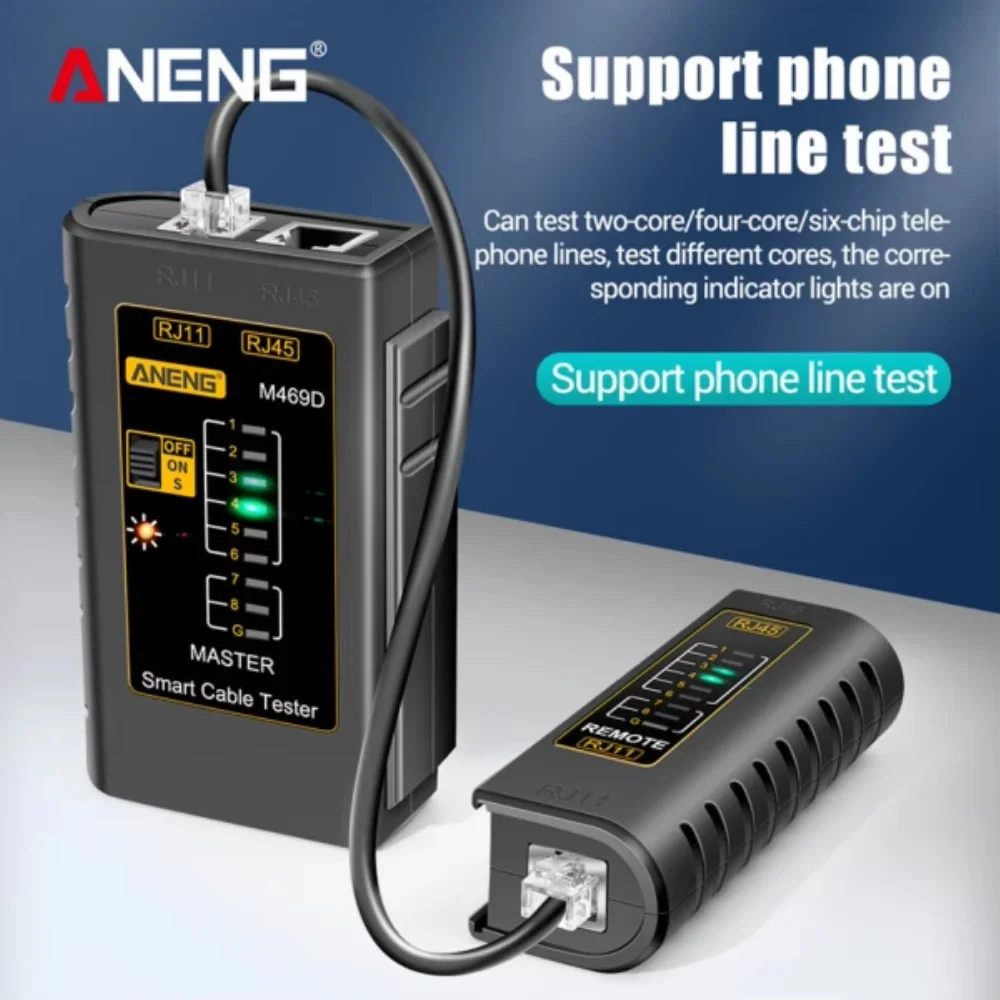 ANENG M469D RJ45 Cable Lan Tester Network Cable Tester RJ11 RJ45 RJ12 CAT5 UTP LAN Cable Tester Networking Tool Network Repair