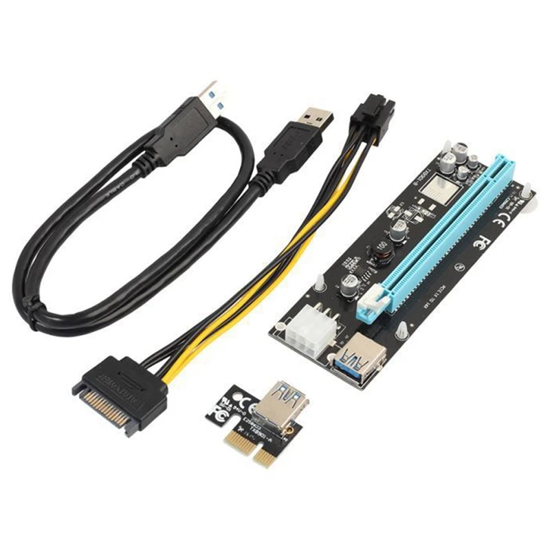 

USB 3.0 Mini PCI-E To Pcie PCI Express 1X To 16X Extender Riser Raiser Card Adapter SATA 6Pin Power Cable For BTC Mining