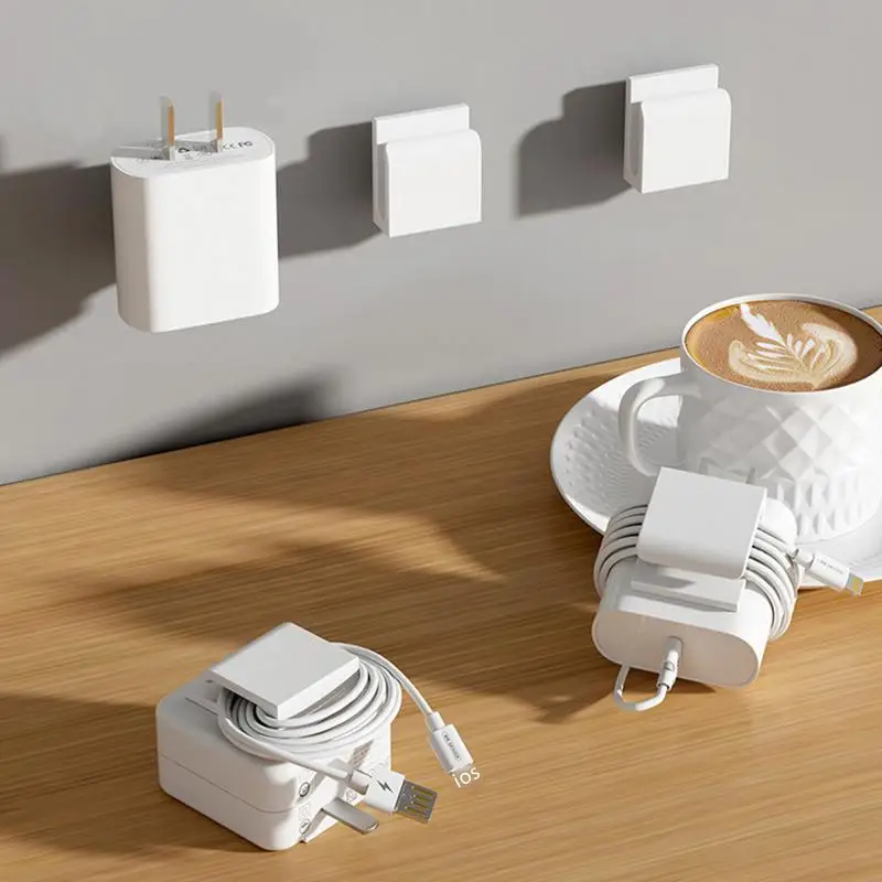 Charger Cord Organizer 2PCS Adhesive Cable Storage Charger Block & Cord Management Desktop Cable Organizer Adhesive For Desk