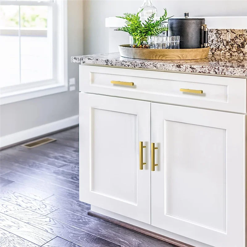 SHGO-30Piece puxadores de armário dourados de latão puxadores de gaveta quadrada puxadores de cômoda dourada para armários e gavetas, 5 tamanhos