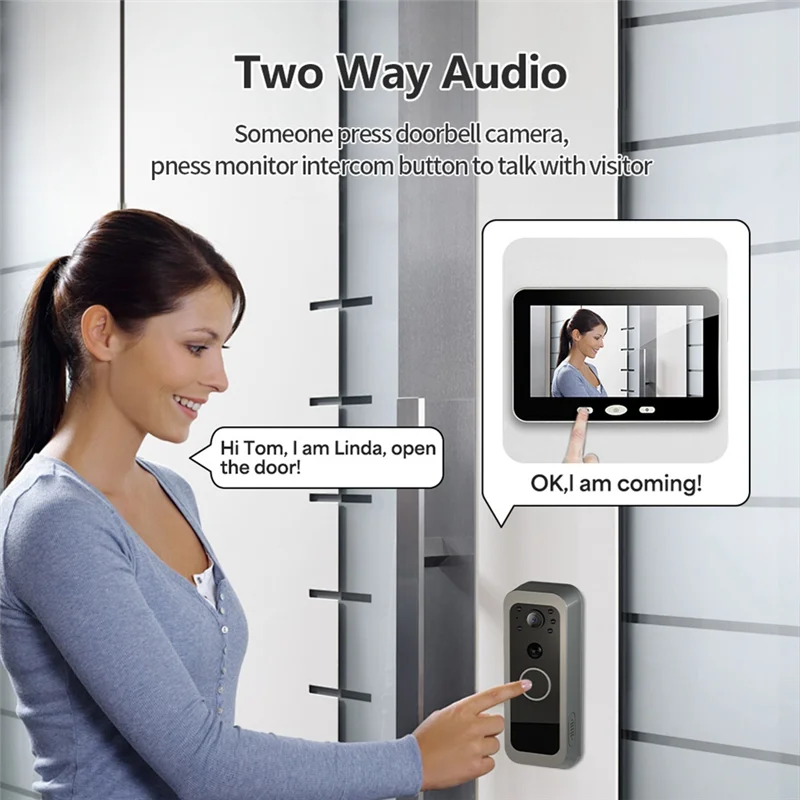 Tuya 1080P HD 2MP Smart Wireless Door Camera System Outdoor Video Intercom Wifi PIR Motion Detection With 5Inch Monitor
