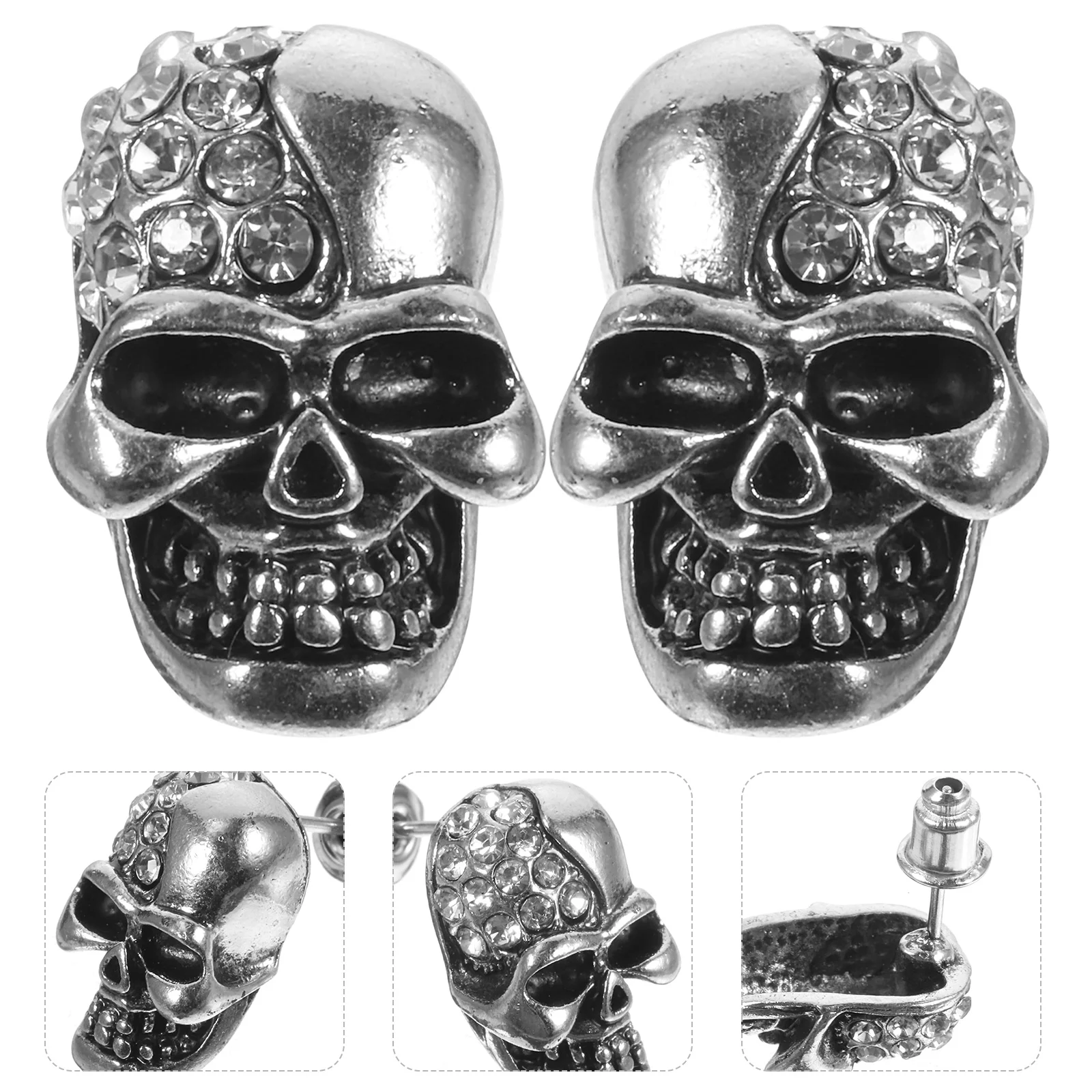 

Rhinestone Decorated Earrings Fashion Skull Women Dangler Fashionable Distinctive