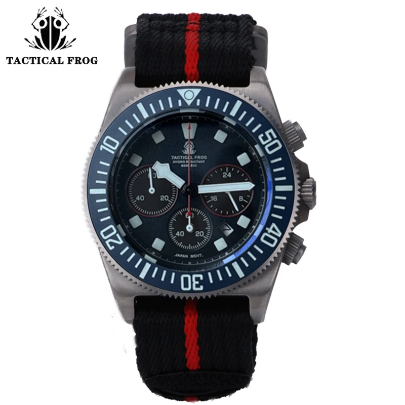 Tactical Frog FXD Titanium Men\'s Diving Watches VS75B Solar-Powered Quartz Movement Watch 20Bar Waterproof Watch BGW9 Luminous