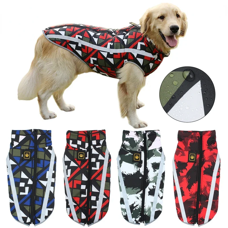 Winter Pet Clothes Thickened Warm Reflective Jacket Coat Large dog Clothes winter Dog coat одежда для собак зима ropa de perro