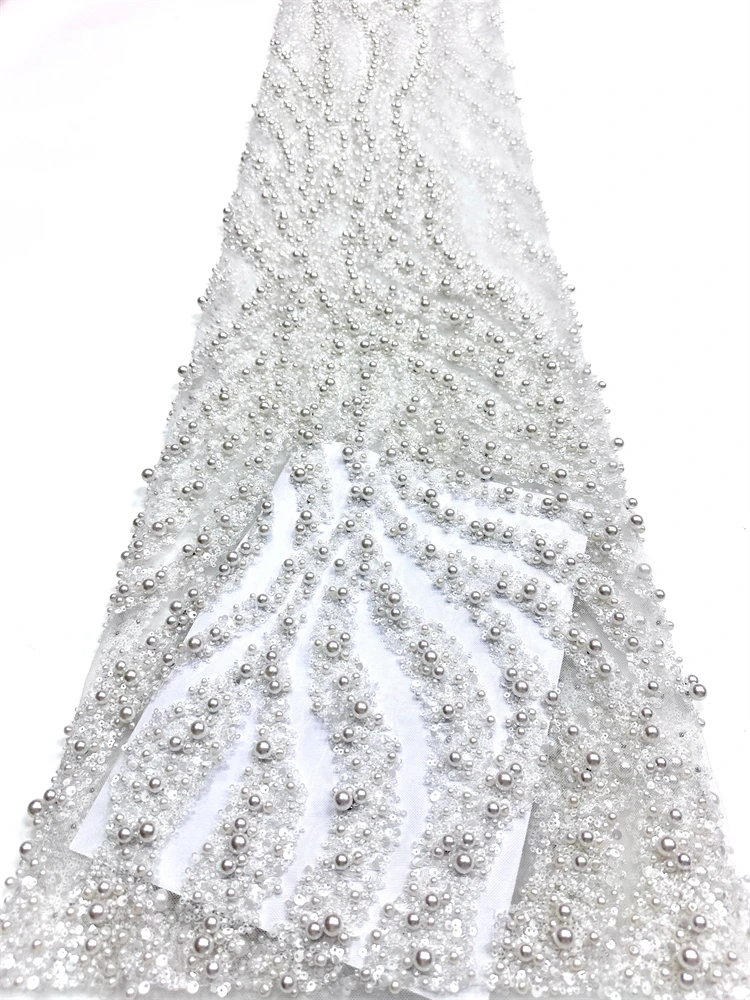 Luxury Heavy Industries Sequin Beads Pearl Tulle Embroidery Is Suitable For High-End Wedding Dresses Lace Fabrics