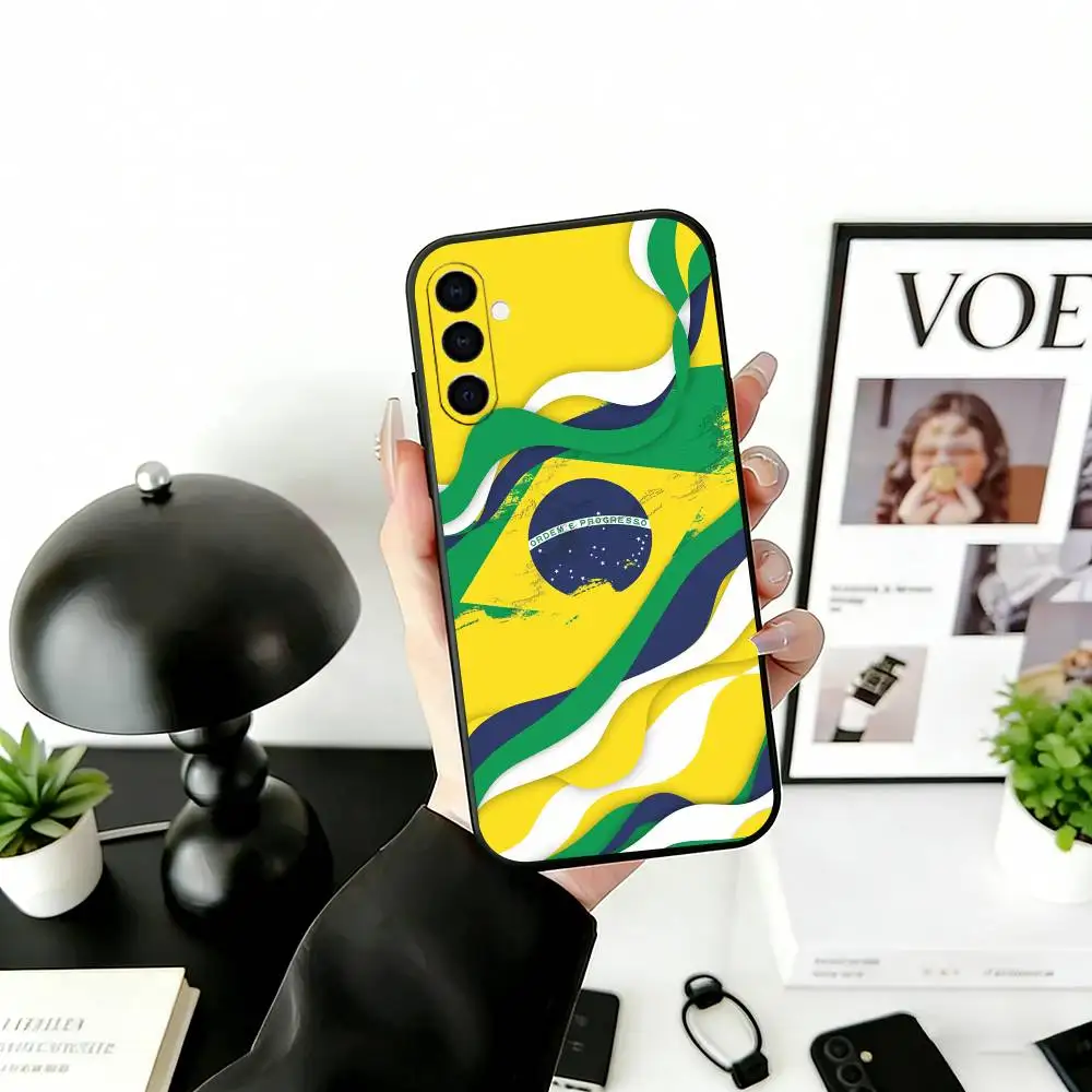B-Brazil B-Brazilian Flag Phone Case For Samsung Galaxy A73,A72,A71,A70,A53,A52,A51,Soft Silicone Black Cover
