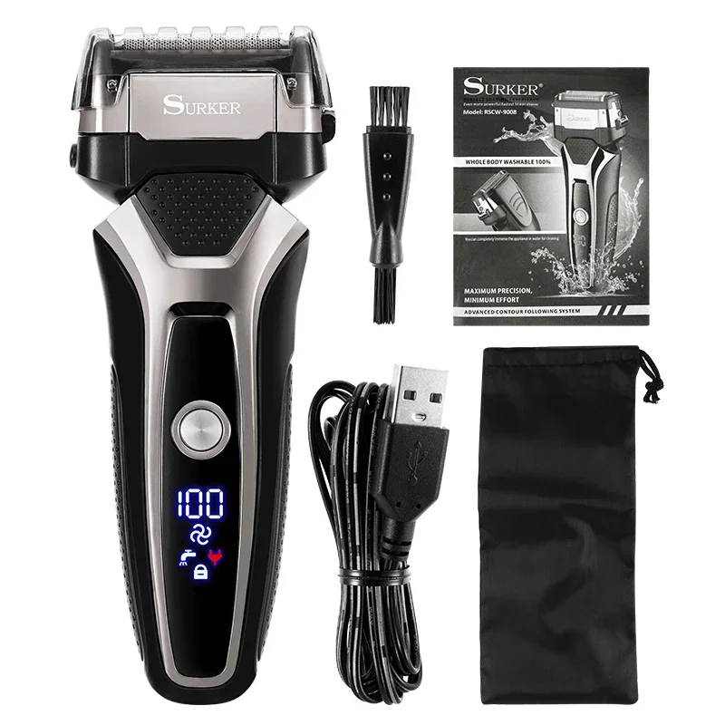 

USB Rechargeable Electric Shaver Men 3D Triple Floating Blade Razor