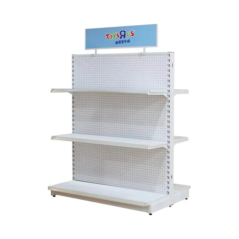 custom.Factory Direct Double-sided Metallic Gondola Shelving Supermarket Shelf Display Rack