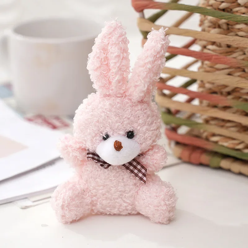 Porte-clés en peluche lapin mignon pour enfants, nœud en peluche, jouets doux au beurre, pendentif Kawaii, porte-clés de sac, décoration de porte-clés, cadeaux pour filles, 12cm