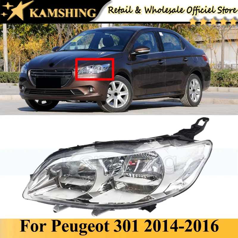 

Kamshing For Peugeot 301 2014-2016 Front bumper head light lamp head lamp light headlamp