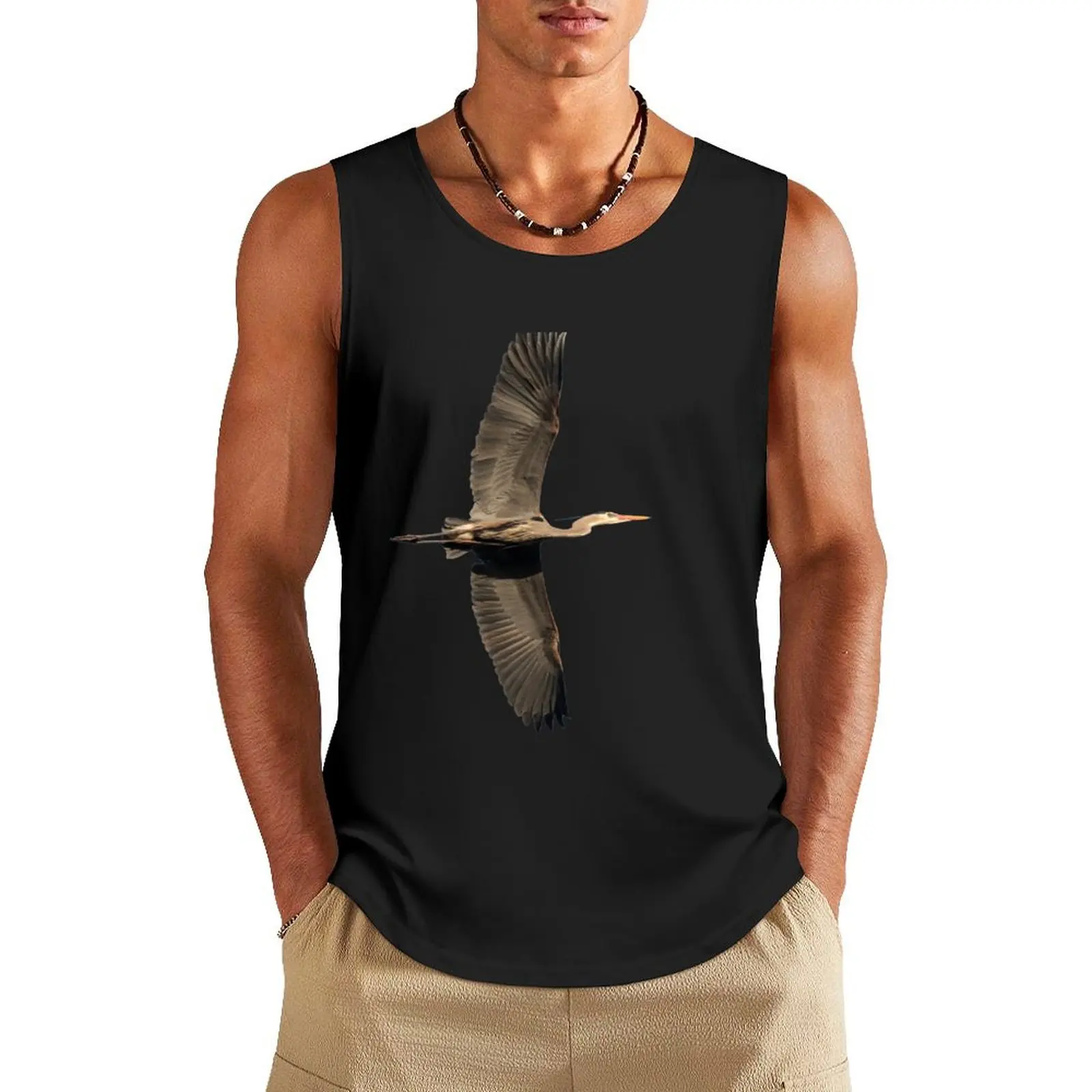 Isolated Great Blue Heron 2018-1 Tank Top Men's gym t-shirts Men's gym clothing Sleeveless T-shirt