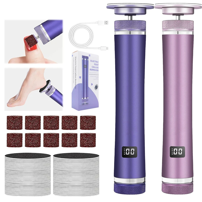 

Электрическая пилка для ног - средство для удаления мозолей для ног, пилка для ног с регулируемой скоростью и 60 шт. диски наждачной бумаги, профессиональный инструмент для педикюра
