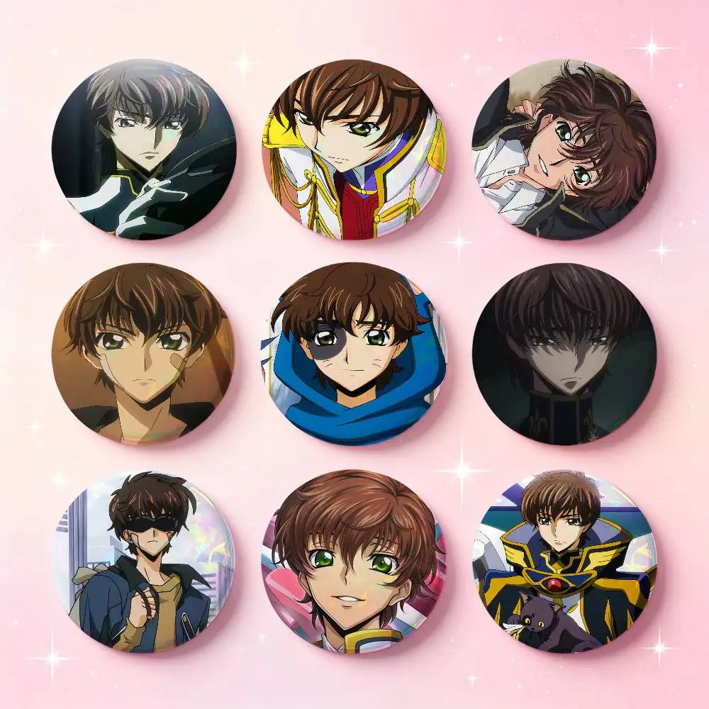 Suzaku Kururugi Anime Figure Badges 25 32 44 58 75 Mm Round Cosplay Pin Bag Decor Fans Collect Friends Gifts Brooch Souvenir