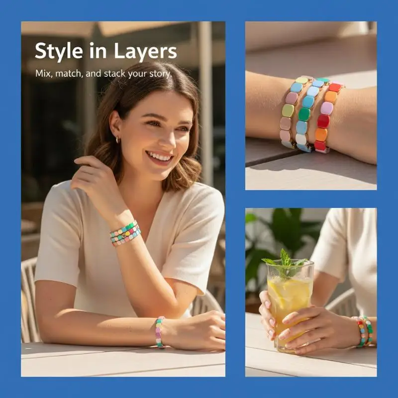 Colorful Honeycomb Beads Alloy Bracelet Well-made Polished Beaded Bangle for Women Summer Wedding Guest Wear Jewelry