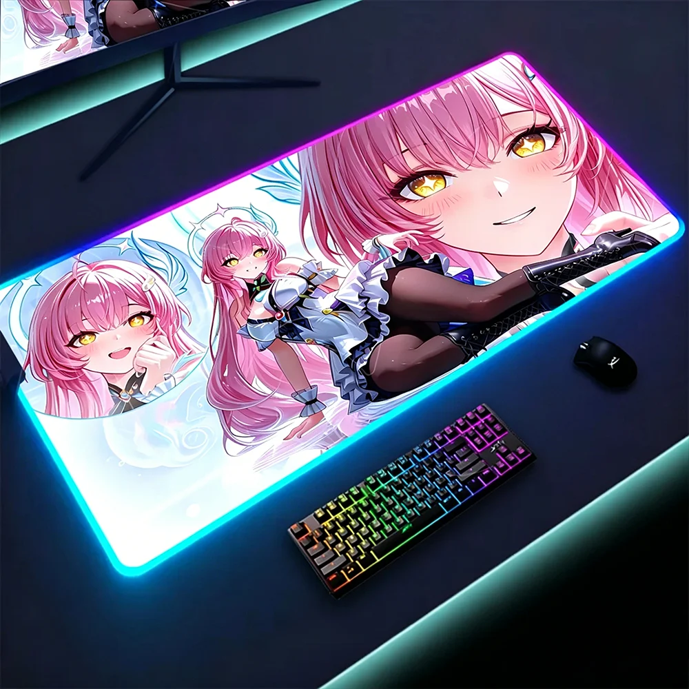 

Anime Girl Print RGB Large Mouse Pad, Smooth Rubber LED Desk Mat, Extra Large Gaming Mat with Light Modes