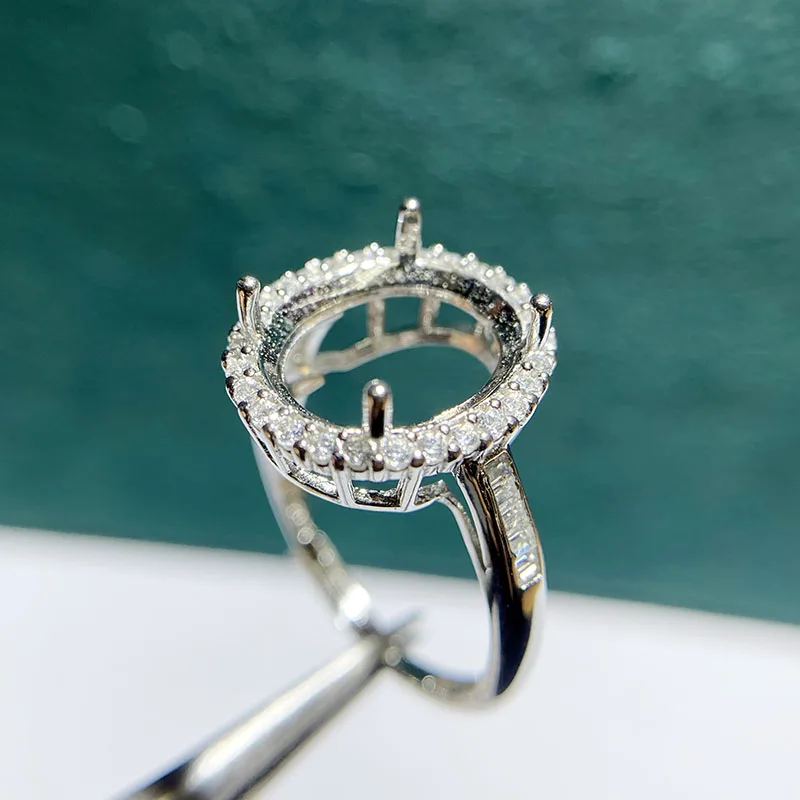 MeiBaPJ-إعداد خاتم فضة إسترليني حقيقي للنساء ، مجوهرات ساحرة رفيعة ، حوامل فارغة تصنعها بنفسك ، الموضة ، 4x6 ، 10x14 ، سبعة أحجام