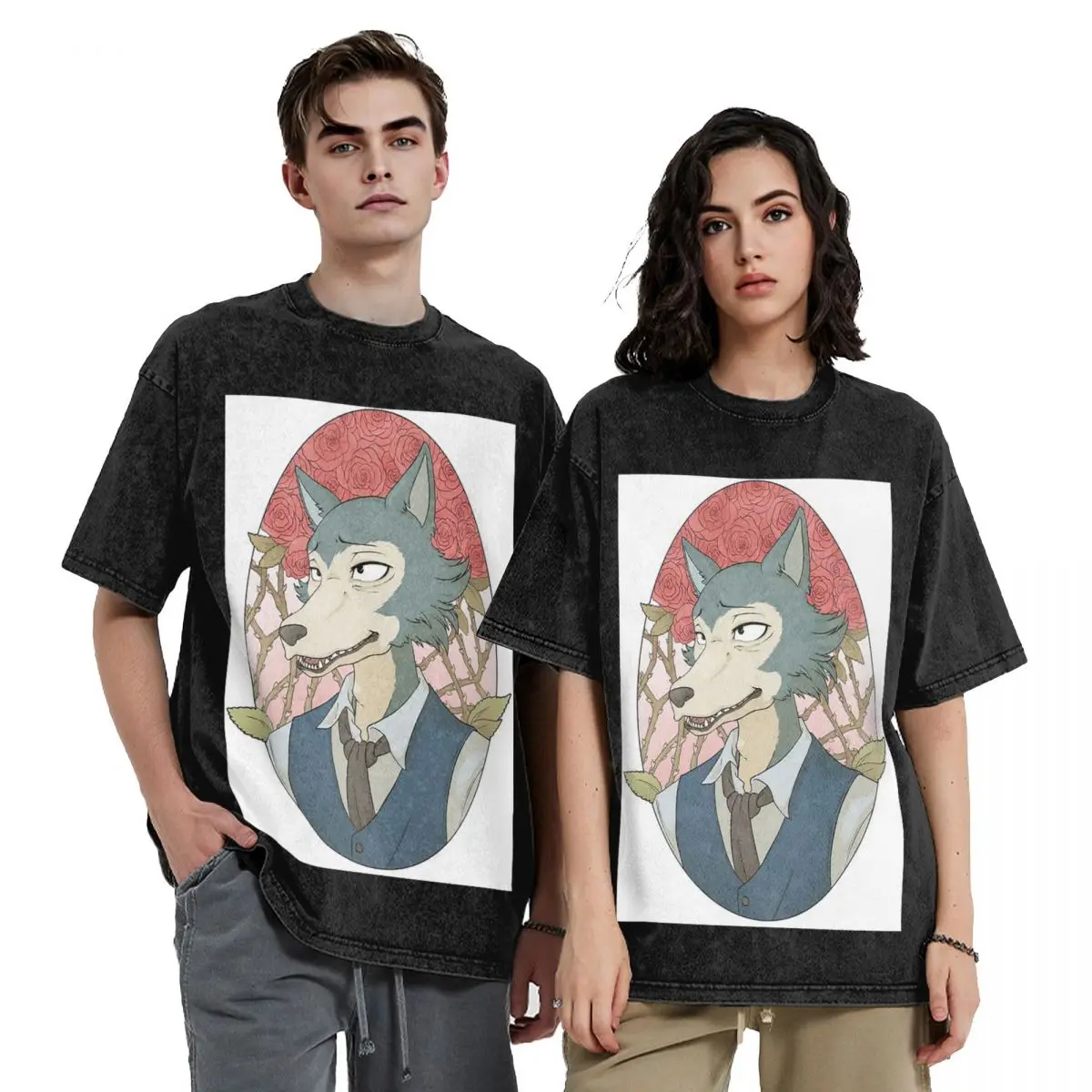 

Футболки с короткими рукавами в стиле хип-хоп «Нежный волк», стираные топы, футболки, уличная футболка в стиле Харадзюку для мужчин и женщин