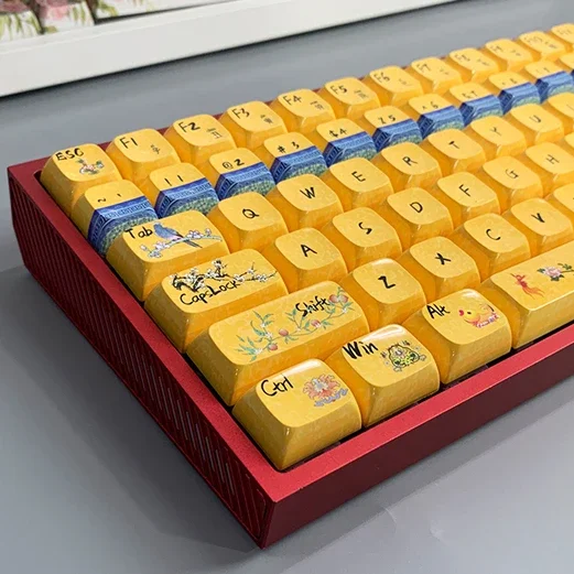 Enamel color yellow PBT keycap sublimation personalized custom wooting custom mechanical keyboard cap 87/68