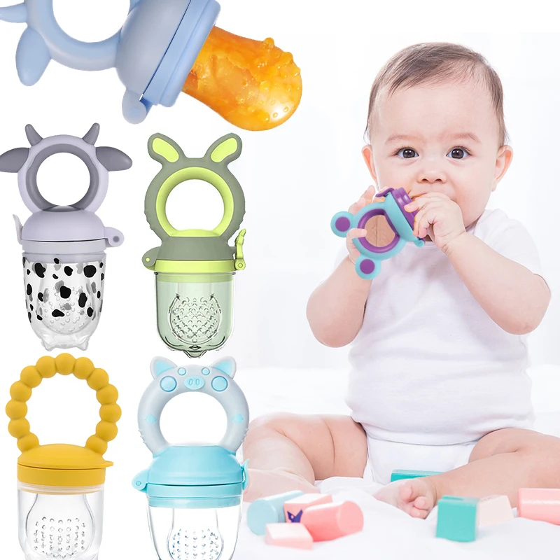 3 In 1 Baby Food Feeding Spoon Juice Extractor Pacifier Cup Baby feeding bottle Silicone Gum Fruit Vegetable Bite Eat Auxiliary