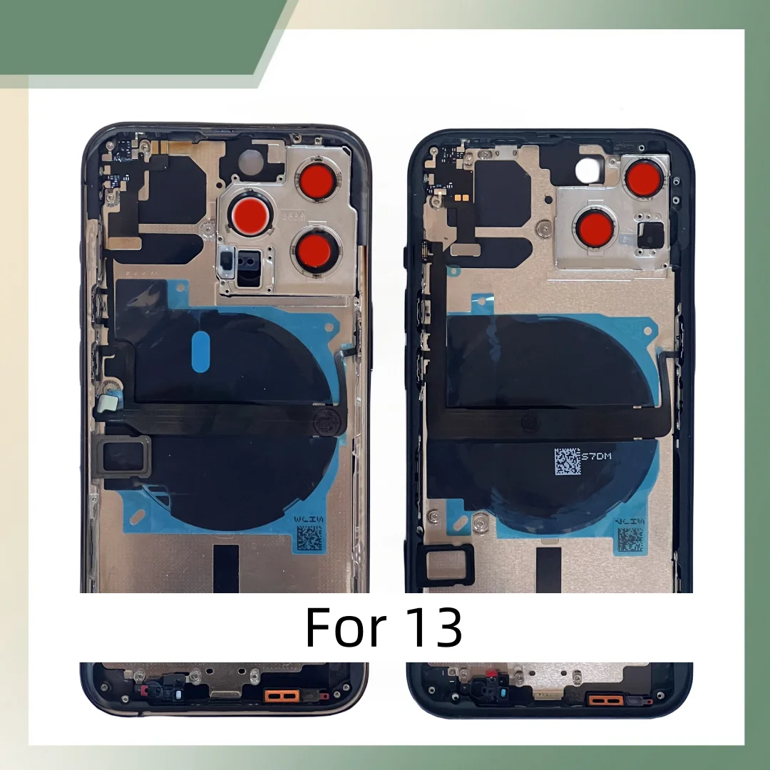 Boîtier de couverture arrière pour batterie, châssis central, assemblage de cadre, porte arrière avec câble flexible pour Iphone 13promax