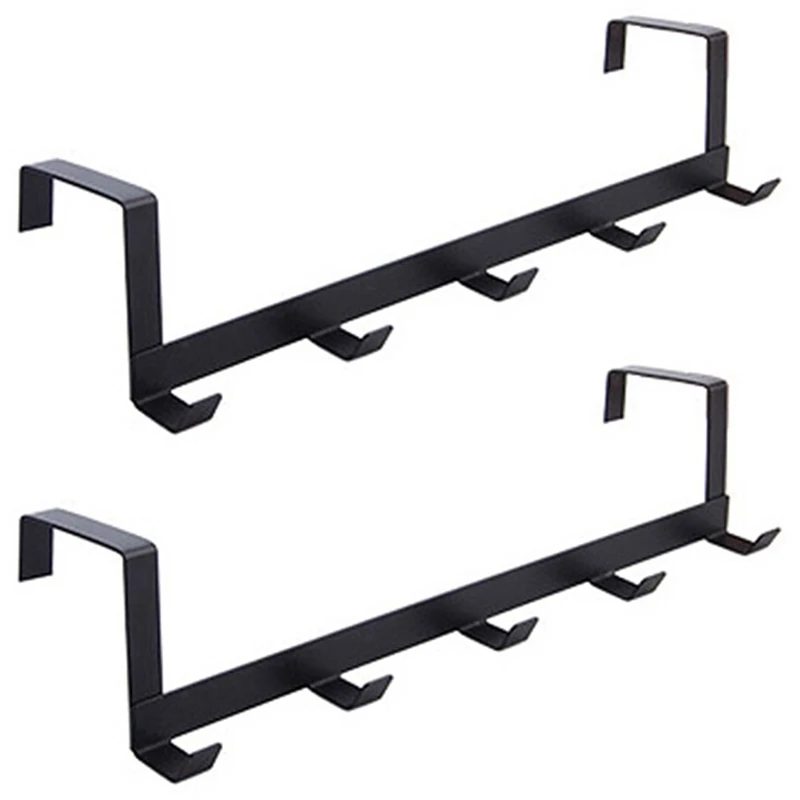 

2X Smart Wide Over The Door Rack Wrought Iron Hook Black