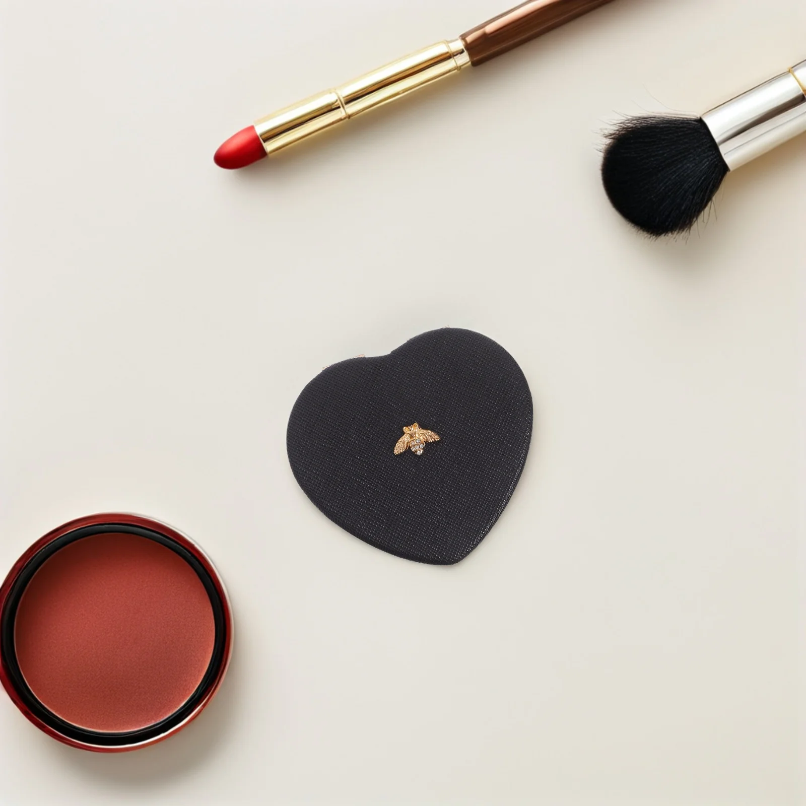 2 uds en forma de corazón compacto plegable de doble cara maquillaje portátil para bolso espejo pequeño de bolsillo con bisagra de Metal transparente